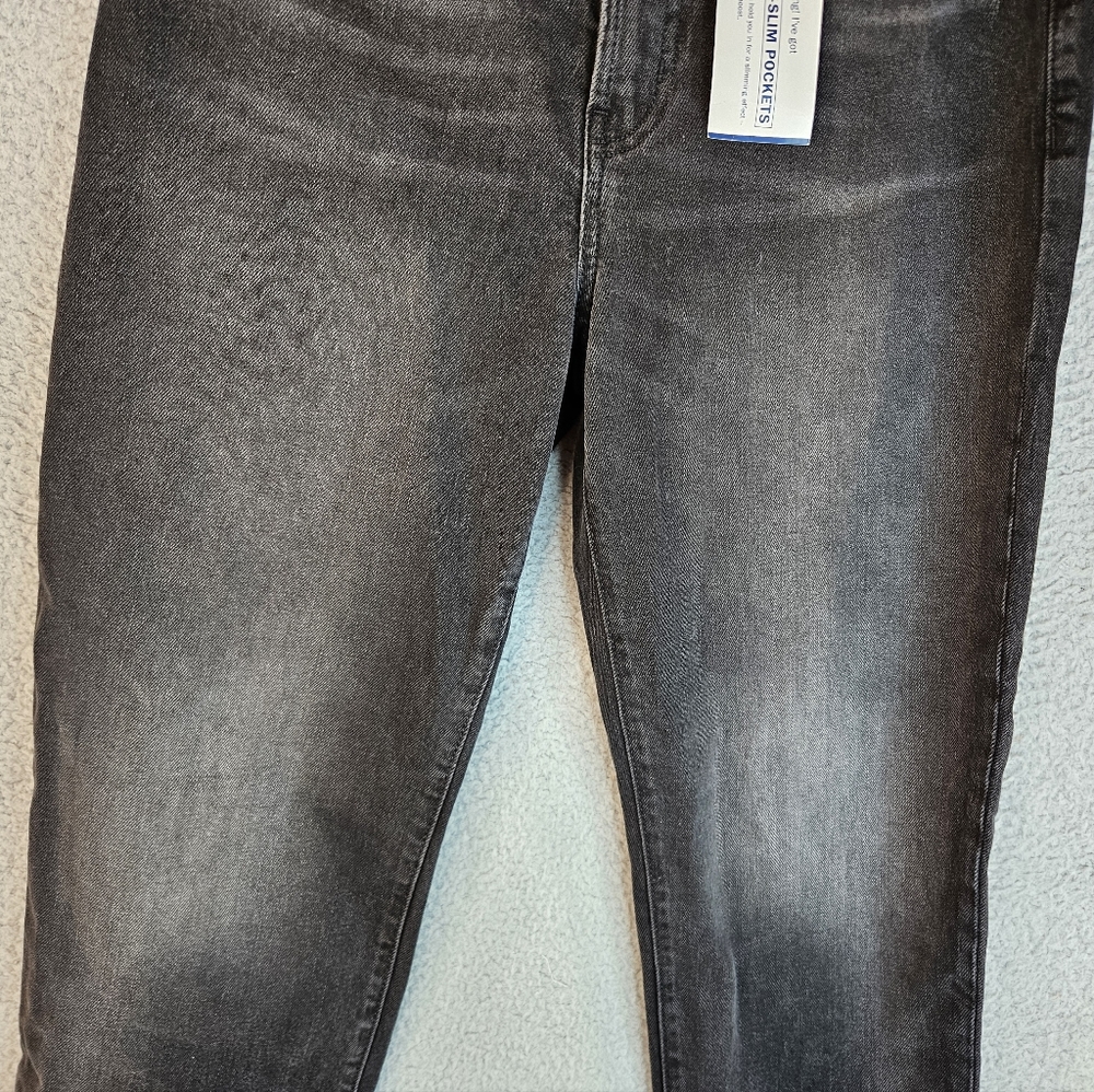 Old Navy Sky-Hi Straight Raw Hem Denim Jeans Sz 8 Distressed Secret Slim Pockets - Picture 3 of 11